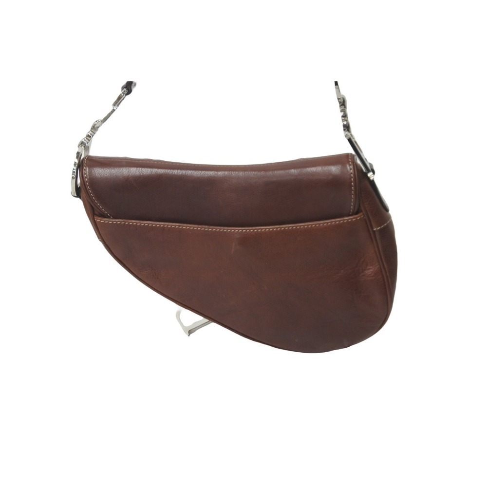 Dior Bag Leather Embroidered Christian Brown Saddle - Picture 3 of 8